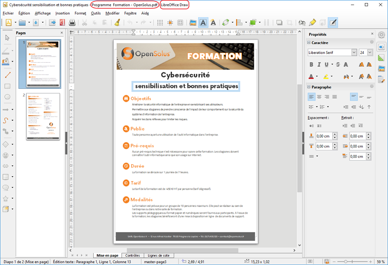 LibreOffice Draw pour ouvrir et modifier des fichiers PDF