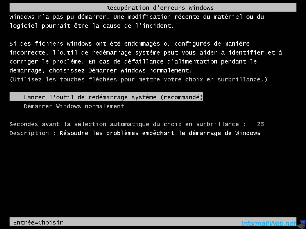 réparation au démarrage Windows 7 8 vista