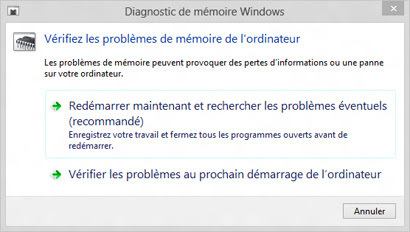 Diagnostics de la mémoire Windows