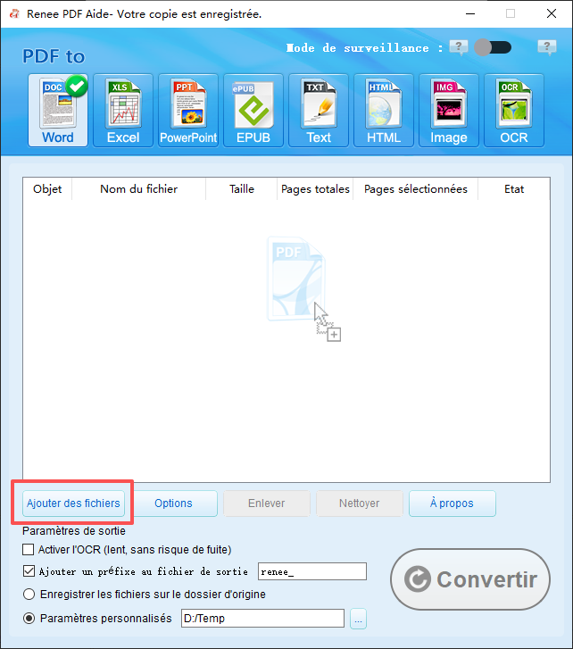 ajouter des fichiers PDF à Renee PDF Aide