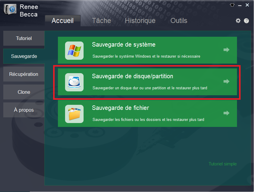 sauvegarder les données sur les disques et partitions