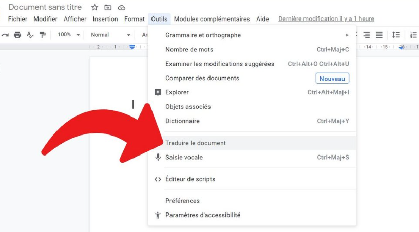 Google Docs: Traduire le document