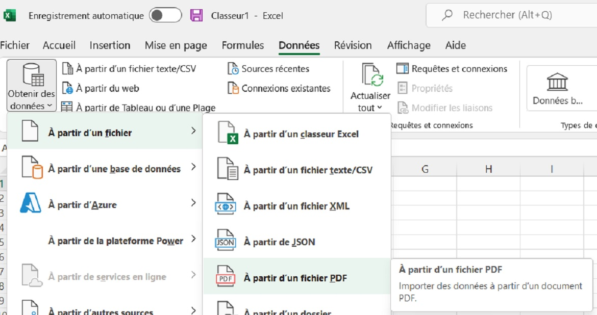 importer des tableaux PDF dans Excel à partir d'un PDF